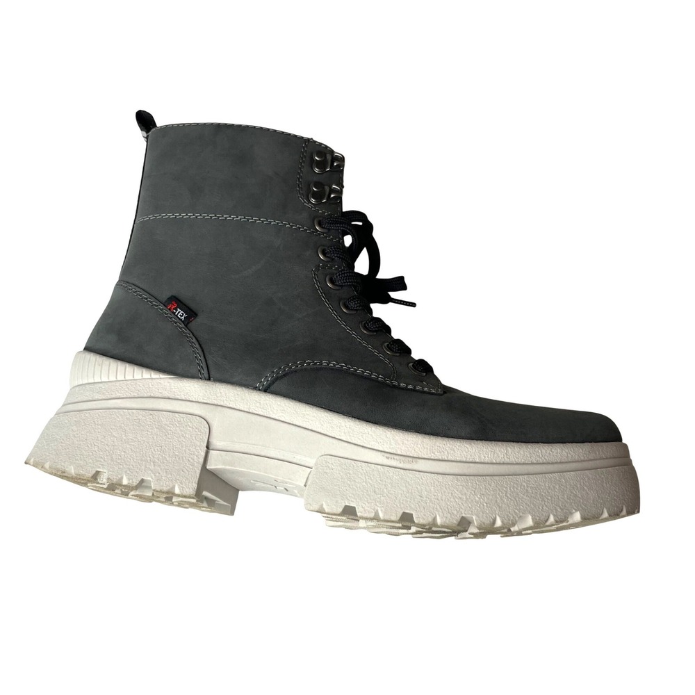 Rieker Evolution R-Tex Grey Combat Boots Platform Lug Sole Zip waterproof41